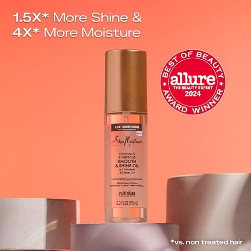 Shea Moisture Smooth & Shine Oil Coconut & Hibiscus for Lightweight, Luminous Shine, 3.3 oz - Hair Styling Agent thumbnail 4