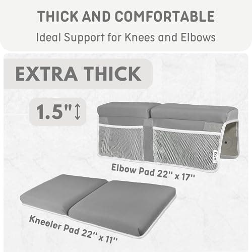 LILEKA Baby Bath Kneeler and Elbow Rest Pad Set - Non-Slip Quick Dry Bath Kneeling Pad and Bath Elbow Rest Pad with Pockets for Baby Bath Essentials thumbnail 6
