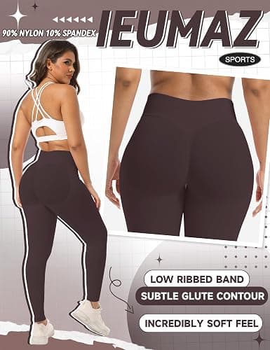 Ieumaz Scrunch Butt Lifting Leggings for Women Gym Seamless Workout Leggings Mid Low Waist Tummy Control Yoga Pants thumbnail 5