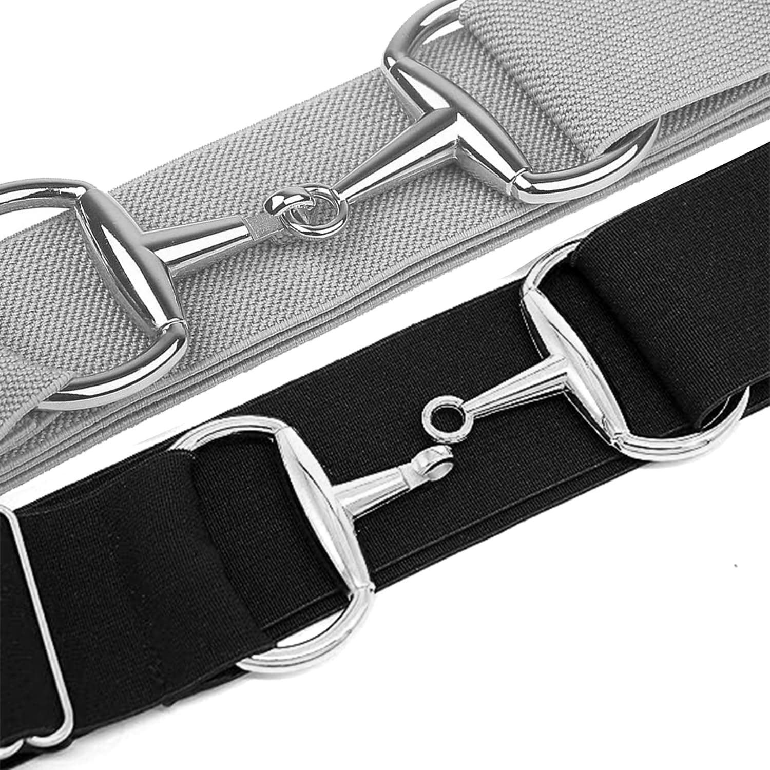 Huaerle 1.5-inch Elastic Equestrian Belt with Bit Buckle and Leather Key Strap,Equestrian Elastic Belt thumbnail 4
