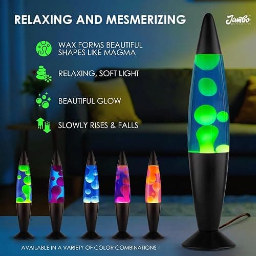 JAMBO 16" Beautiful Lamp- Blue with Yellow/Green Wax, Relaxing Liquid Lamp for Living Room Office Bedroom Adults Teens Kids, Magma Light, Night Light Nightlight, Home Decor thumbnail 6