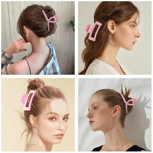 Pink Hair Clips, 6 Pack Cute Hair Clips for Thin Thick Hair 1.85-4.5 Inch Matte Non Slip Jaw Clips Flower Banana Butterfly Claw Clips Hair Accessories for Women and Girls… thumbnail 4