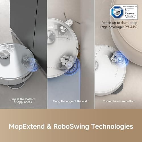 dreame L40 Ultra Robot Vacuum Self Emptying, 11,000Pa Suction Robot Vacuum and Mop Combo with Auto Cleaning Dock, 149℉ Mop Washing, SideBrush Extendable, Solution Auto Refill, Voice Control thumbnail 4