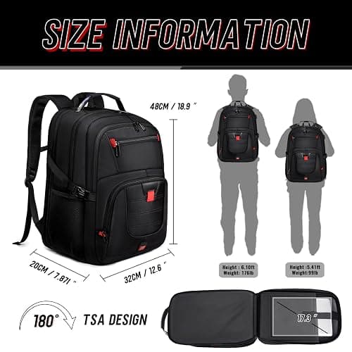 Z-MGKISS Travel Backpack, 50L Extra Large Travel Laptop backpack, Travel Backpack for Men Women with TSA Airline Approved Luggage Bussiness Backpack, Black thumbnail 5