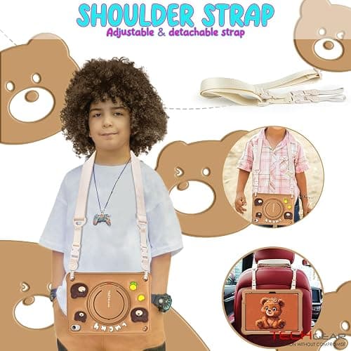 TECHGEAR BubblyToons Teddy Bear Case for iPad 11" A16 (11th Gen 2025) & 10.9" (10th Gen 2022) - Rugged Child-Safe Fun Case, Built-in Stand, Rotating Hand Grip & Soft Durable Shell for Kids & Classes thumbnail 5