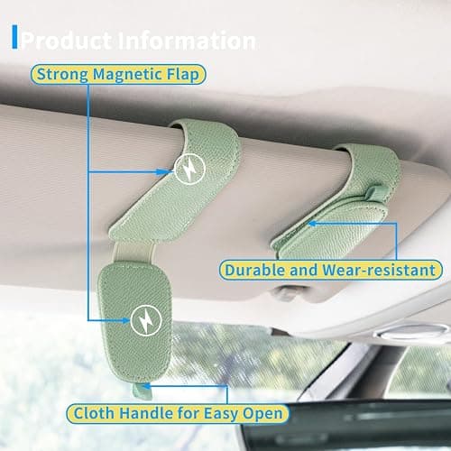 Yuoyar 2 Packs Magnetic Sunglass Holder for Car Visor - Universal Sunglasses Clip for Different Size Eyeglasses - Convenient Interior Car Accessories (Green) thumbnail 4