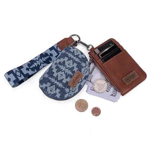 Wrangler Aztec Keychain Wristlet Wallets for Women Western Dual Pouch Wristlet Credit Card Holder Wallet with Zipper Pocket WG2212-W0051JN thumbnail 4