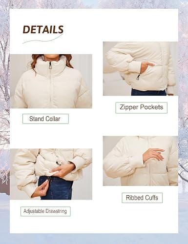 InterNos Women's Winter Stand Collar Zip Puffer Jacket Baggy Short Padded Down Coats thumbnail 5