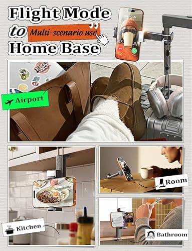 LISEN Best Airplane Tech Gadgets Tech Accessories Airplane Phone Holder (LED Light) Travel Essentials for Flying Gifts for Women Her Long Flight Travel Accessories for Women Men Selfie Photography thumbnail 7