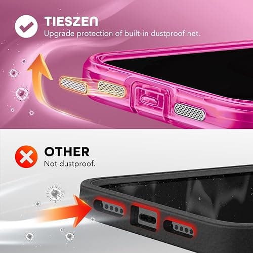 TIESZEN for iPhone 15 Case, Compatible with MagSafe, Built-in Privacy Screen Protector and Camera Protection, Anti Spy Full Body Dustproof Shockproof Hard Phone Case 6.1", Fluorescent Pink thumbnail 7