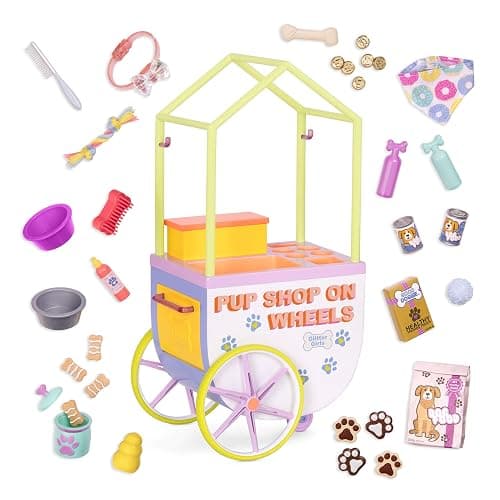Glitter Girls Dolls by Battat – GG Pop-Pup Shop on Wheels – Pet Play Food for 35.6 cm Dolls & Plush Dogs – Toys, Clothes, and Accessories for Kids Ages 3 and Up - Image 1