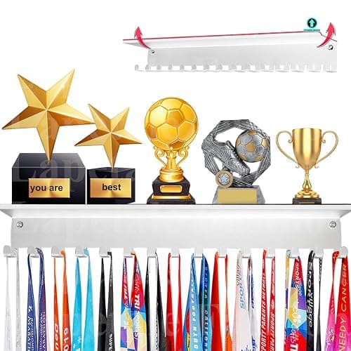 Non-Slip Trophy Shelf,Trophy and Medal Display Shelf, Medal Hanger Display For Wall with 16inchL,Shelves For Trophies medal display Upgraded Medal Holder display For gymanstics,race,soccer,swim - Image 1