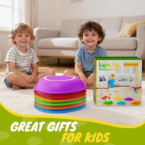 Scvcid Rechargeable Stepping Stones for Kids, 6pcs Music and Light Up Anti-Slip Balance Sensory Toys for Toddler, Kids Indoor and Outdoor Play Equipment, Birthday Gifts Toys for 3 4 5+ Year Old Kids thumbnail 6