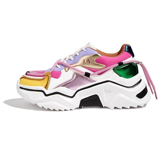 LUCKY STEP Women's Platform Colorful Fashion Sneakers Retro Colorblock Stylish Cute Chunky Dad Walking Shoes - Image 1