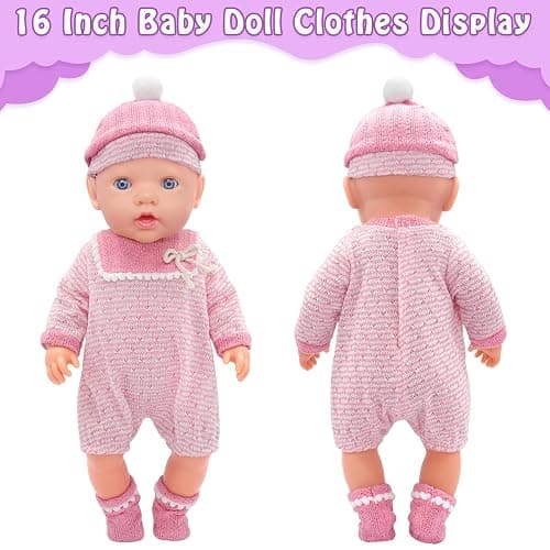 UNICORN ELEMENT 3 Sets 14-18 Inch Baby Doll Clothes, 14 Inch Doll Outfit for 43cm Reborn Dolls, Total 11 Pcs Doll Accessories Doll Clothes and Accessories for 18 Inch Girl Dolls thumbnail 5
