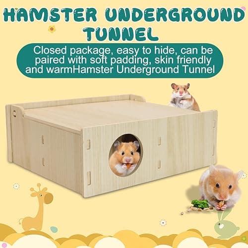 Yasdyri Hamster and Mouse Wooden Tunnel Cage Secret Peep Shed Chamber Hideout & Tunnel Exploring Toys thumbnail 4