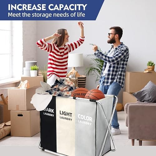 180L Large Laundry Basket, Freestanding Laundry Hamper, Collapsible Tall Clothes Hamper with Handles for Clothes Toys in the Dorm & Family Closet Storage Container and Organizer (1-Pack) thumbnail 3