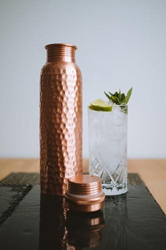 Kosdeg Copper Water Bottle - 34 Oz Extra Large - A Hammered Ayurvedic Pure Copper Vessel For Drinking - Drink More Water, Lower Your Sugar Intake And Enjoy The Health Benefits Immediately thumbnail 9