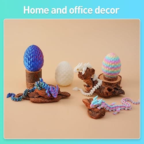 SYEFKJSA 3D Printed Dragon Eggs with Dragon Inside - 12Inch,Articulated Fidget 3D Printed Animals, Interesting Decorative Gift, Easter Basket Essentials Stuffers (Glow in The Dark) thumbnail 7