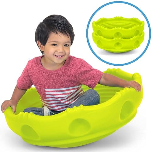 Simplay3 Two Sided Rock Around Wobble Disk and Climbing Dome 2 Pack for Toddlers and Kids - Rocking and Climbing - Indoor/Outdoor - Yellow/Green, Made in USA (2 Pack) thumbnail 5
