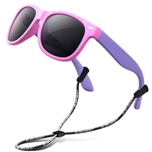 RIVBOS Kids Sunglasses Polarized UV Protection Flexible Rubber Glasses Shades with Strap for Boys Girls RBK004 - Image 1