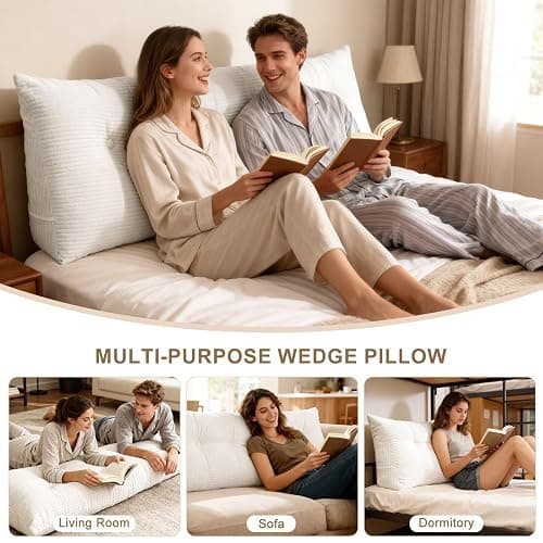 Shuyeon Wedge Pillow Headboard Twin/Twin XL Triangular Bed Wedge Pillow for Headboard, Headboard Pillow Reading Pillow for Daybeds and Bunk Beds with Removable Velvet Cover thumbnail 6