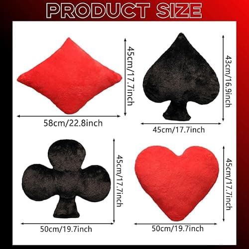 Soft Casino Themed Throw Pillow, Sofa Cushions, Poker Plush Pillows, Realistic Playing Card Heart-Shaped Pillow, Dice Pillow, for Sofa Couch Chair, Funny Poker Plush Pillow (Spades) thumbnail 3