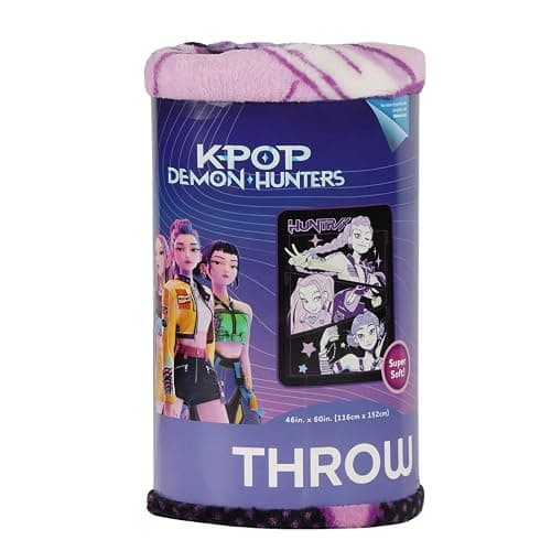 HUNTRX Kpop Demon Hunters Super Soft Fleece Throw Blanket, Purple and Black, 46x60 Inch thumbnail 8