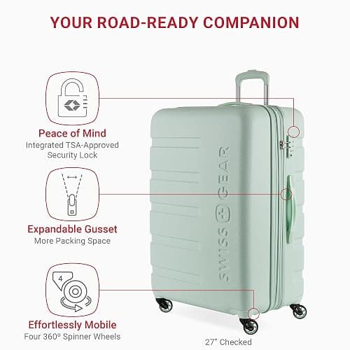 SwissGear 7366 Hardside Expandable Luggage with Spinner Wheels, Clearly Aqua, 3-Piece Set (19/23/27) thumbnail 3
