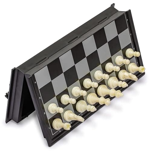 Yellow Mountain Imports Magnetic Portable Medium Chess Board Game Set (24.8 centímeters) - Travel Chess Set with Folding Board and Felt-Bottom Chessmen thumbnail 8
