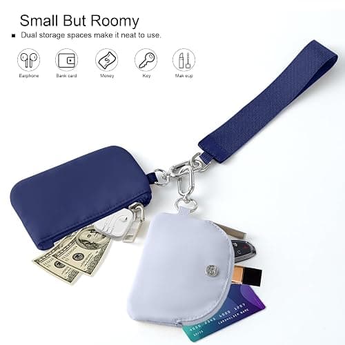 Babysun Mini Zip Around Dual Pouch Wristlet With 2 Straps Wristlet Keychain Wallet for Women Coin Purse Small Cute for Teen Girl thumbnail 3