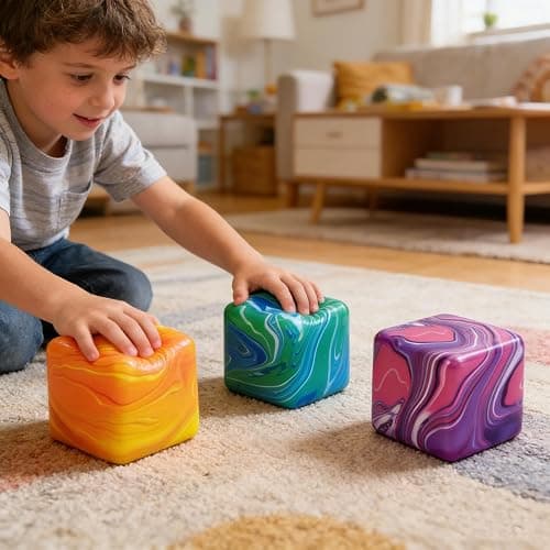 Swirl Stress Cube Squishy Toys, Slow Rebound Squishy Fidget Toy for Adults, Unique Swirling Color Mixing, Slow Rising Sensory Toys for Anxiety Stress Relief (Purple) thumbnail 2