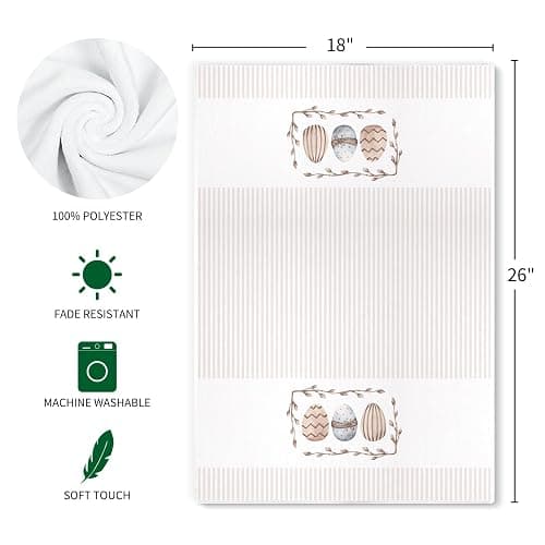 Siilues Easter Kitchen Towels Set of 2, 18x26 Inch Dish Towels Home Decor Hand Towels Seasonal Spring Holiday Bunny Decorations for Home Drying Dishcloth (Colourful 02) thumbnail 3