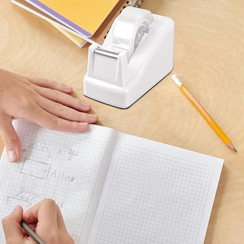 Desktop Tape Dispenser White with Weighted Nonskid Base - Includes 6 Rolls of Transparent Tape (0.71 Inch x 1000 inches Each) thumbnail 7