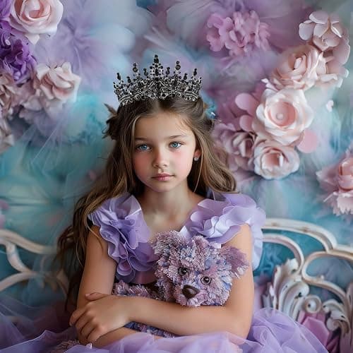 Schmoopy Tiara Crown for Women, Hair Accessories for Party Wedding (B-Black) thumbnail 4