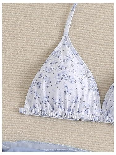 Milumia Girl's 3 Piece Bikni Set Ditsy Floral Halter Swimsuit with Cover Up Skirts thumbnail 4