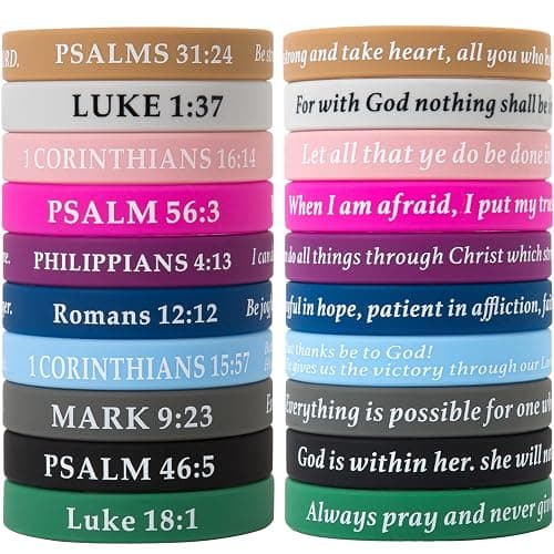 QEERBSIN Bible Verses Bracelets Motivational Christian Rubber Bracelets Faith Hope Wristbands Bracelets for Men Women Teens - Image 1