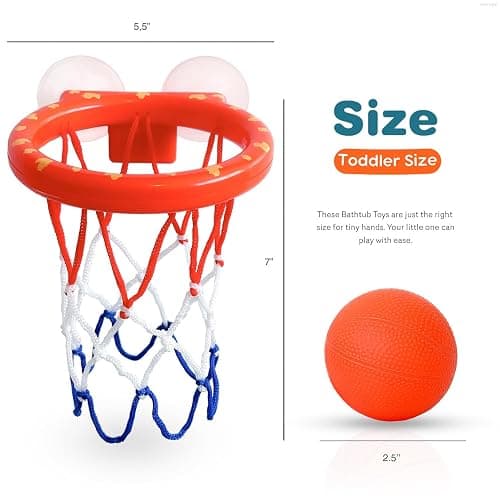 MARPPY Bath Toys, Bathtub Basketball Hoop for Toddlers Kids, Boys and Girls with 4 Soft Balls Set & Strong Suction Cup, Bathtub Shooting Game & Fun Toddlers Bath Toys for Boys or Girls thumbnail 9