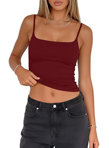 Darong Women Padded Tank Top Built in Bra Adjustable Spaghetti Straps Double Lined Basic Cami Shirt thumbnail 4