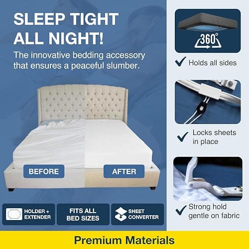 BED SCRUNCHIE Sheet Holder Straps - Heavy Duty Gripper Clips - Strengthened Parachute Cord - 360 Degree Bed Sheet Tightener - Strongest and Effective Extender - Fits All Mattress Sizes thumbnail 4