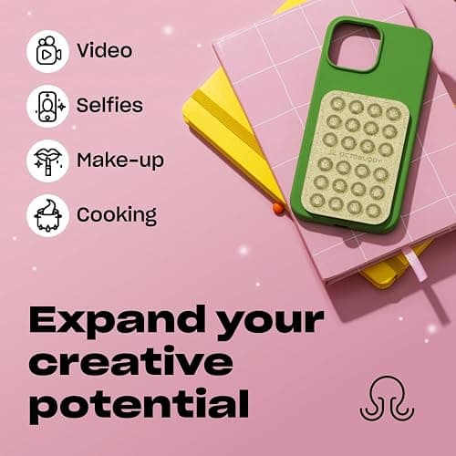 OCTOBUDDY Diamonds - Silicone Suction Phone Case Adhesive Mount - Hands-Free Grip with 24 Suction Cups for Videos & Selfies - 2.6" x 3.9", Legacy thumbnail 7