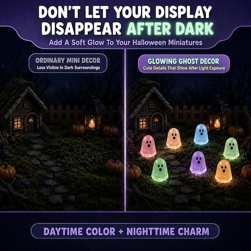Glow in Dark Cute Ghost Resin Bead Set Halloween Mini Ghost Figurines | Luminous Ghosts Decorative 6 Colors Colorful Tiny Glowing Halloween Party Ornaments Micro Landscape Filler Decor Accessories thumbnail 6