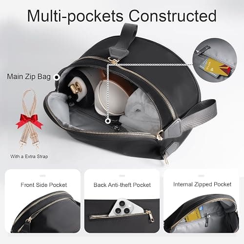 Bum Bags for Women Checkered Crossbody Bag Large Nylon Belt Purse Fanny Packs, Bonus with a Extra Strap thumbnail 4
