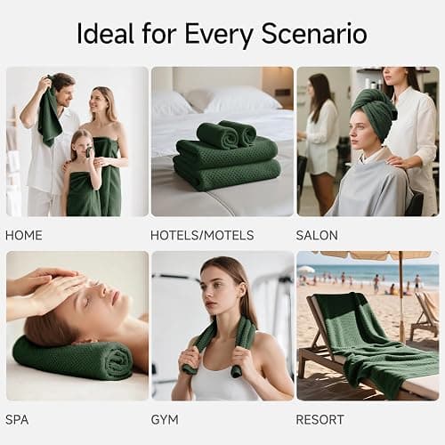 REDKISS 6-Piece Bath Towel Set - 2 Washcloths, 2 Hand Towels, 2 Bath Towels | Ultra-Fiber Coral Fleece, Super Absorbent, No Lint & No Fading | Perfect for Bathroom, Spa, Gym | Family -Olive Green thumbnail 6