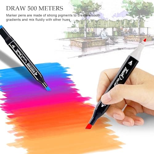 Hibtn 80-Colors Alcohol Graphic Sketch Twin Marker Pen, kids Children and Artist Permanent Sketch Manga Marker Pens Black thumbnail 4