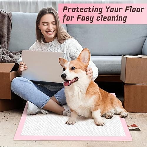 Tivcck Puppy Pads,Disposable Puppy Training Pads,Super Absorbent Leak-Proof Dog and Puppy Pet Training Pads,Pink Puppy Pads for Puppies,Dogs,Cats,Rabbits(24" X 24" - 40PCS) thumbnail 2