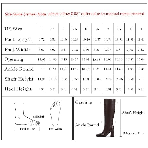 Modatope Knee High Boots Women Chunky Heel Square Toe Tall Boot for Women High Heel Side Zipper Long Boots thumbnail 2