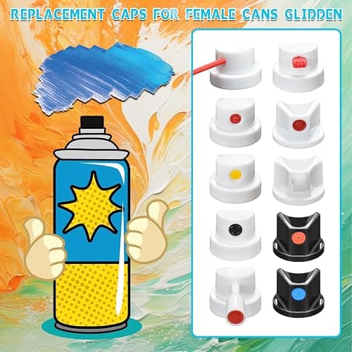 Spray Can Nozzle for Graffiti, 20 Assorted Caps & Tips, Auto, DIY Projects | Spray Paint Nozzle Kit with durable ABS & seals, saves paint, prevents clogs, fits most spray cans for graffiti & DIY thumbnail 6