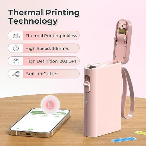 Nelko Label Maker Machine with Tape, P21 Bluetooth Label Printer, Wireless Mini Label Makers with Multiple Templates for Organizing Office Home, Pink thumbnail 5
