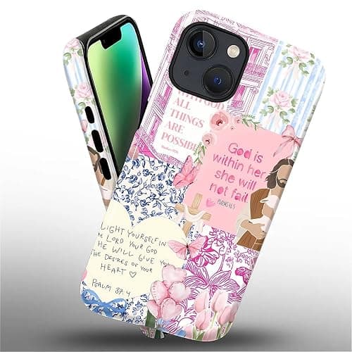COTAIL Case Designed for iPhone 13 14, Hybrid 2-Layer Case, Military-Grade Protection Durable Shockproof Anti-Scratch Phone Case, Pink Blue Jesus Collage thumbnail 4